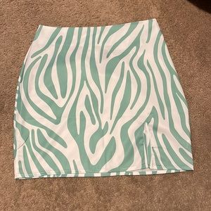 Green zebra print skirt